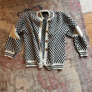 Dressed in LALA Black and Cream Checkered Cardigan